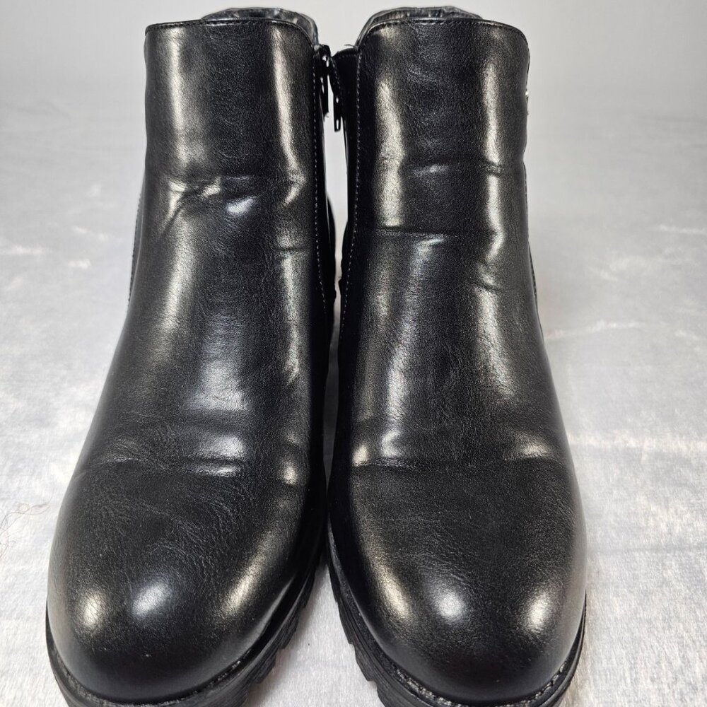 Elditas Women's Black Ankle Booties Size 9M Shelly Side Zip Block Heel